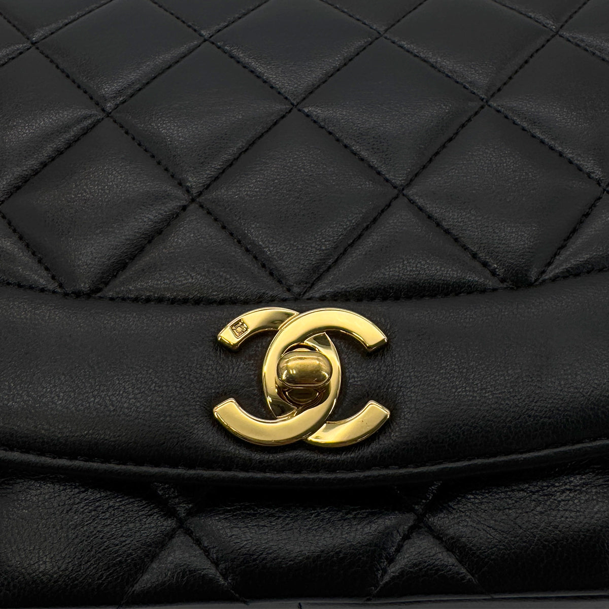 VINTAGE DIANA MEDIUM CHAIN SHOULDER BAG BLACK LAMB SKIN 90287474