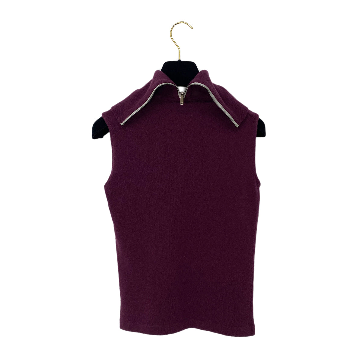 CHANEL SLEEVELESS KNIT TOPS PURPLE SILVER CASHMERE 36 02A RTW 90287482