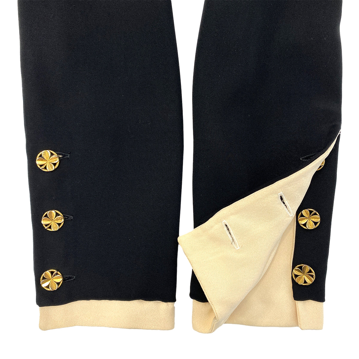 CHANEL VINTAGE FOUR POCKET BICOLOR JACKET PLEATED SKIRT SET BLACK 40 RTW 90287485