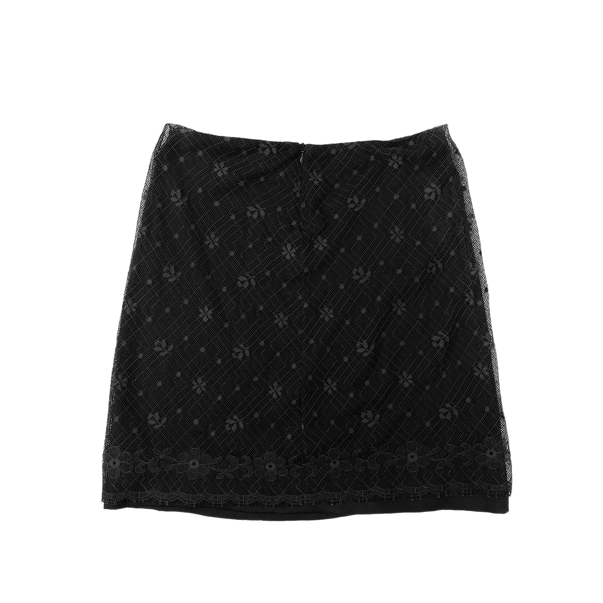 CHANEL LACE SKIRT BLACK COTTON 38 03A RTW 90287811