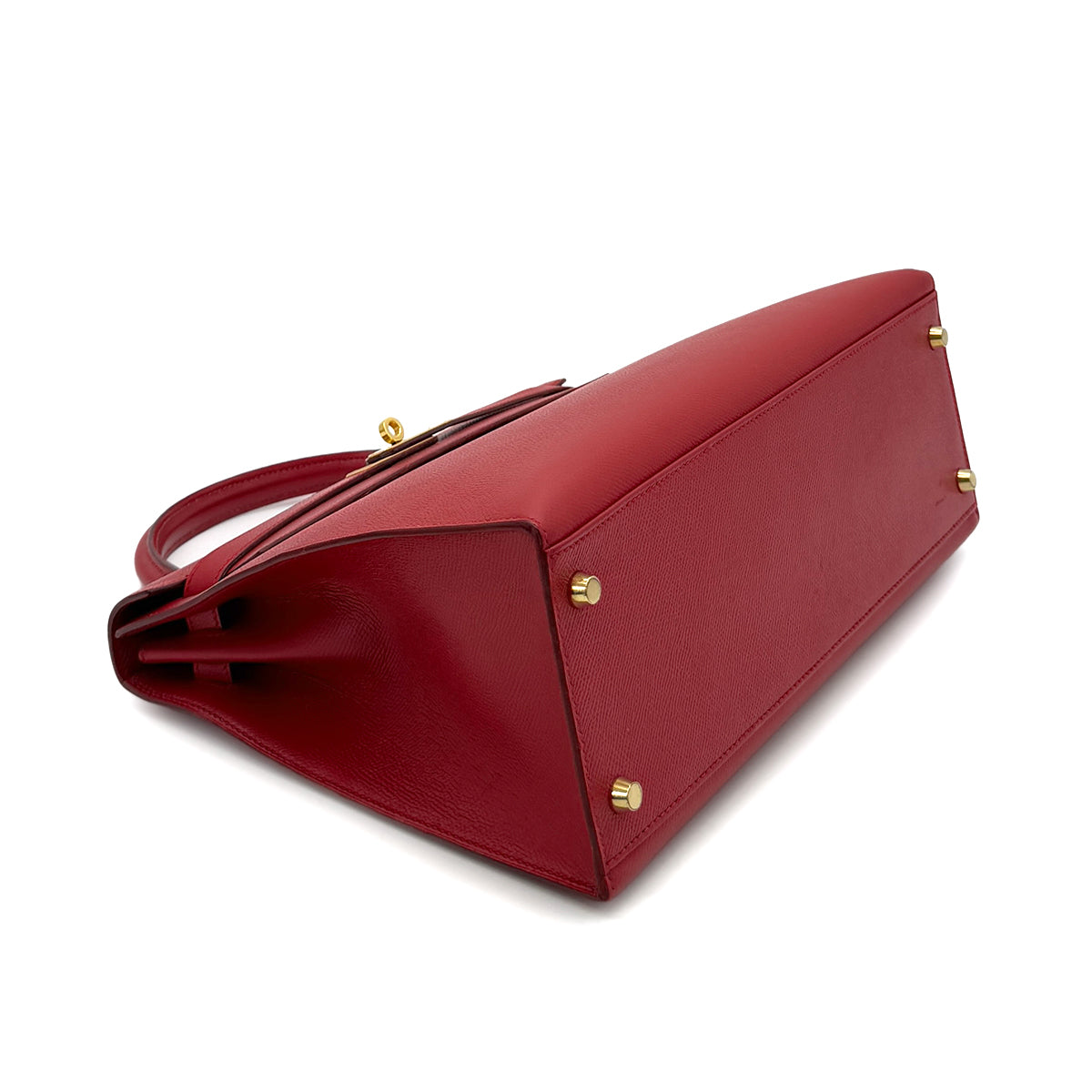 HERMES KELLY 32 SELLIER ROUGE VIF COUCHVEL HAND SHOULDER BAG □B GHW 90287877