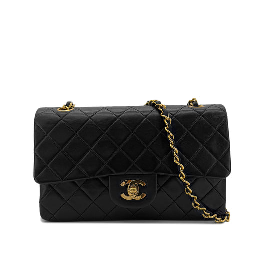CHANEL VINTAGE CLASSIC FLAP SMALL CHAIN SHOULDER BAG BLACK LAMB SKIN 90287887