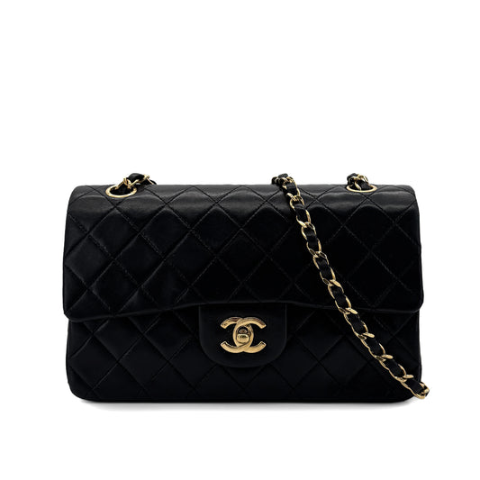 CHANEL VINTAGE CLASSIC FLAP SMALL CHAIN SHOULDER BAG BLACK LAMB SKIN 90287889