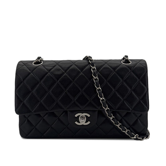 CHANEL VINTAGE CLASSIC FLAP MEDIUM CHAIN SHOULDER BAG BLACK LAMB SKIN 90287894