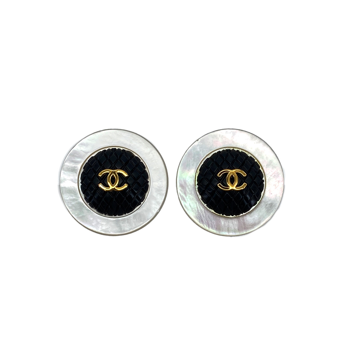 CHANEL VINTAGE EARRINGS ROUND COCOMARK SHELL ACCESSORY 90287902