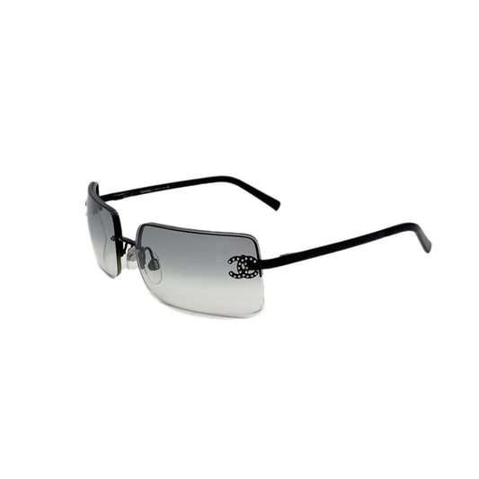 CHANEL VINTAGE SUNGLASSES COCOMARK RHINESTONE BLACK EYEWEAR 90287904