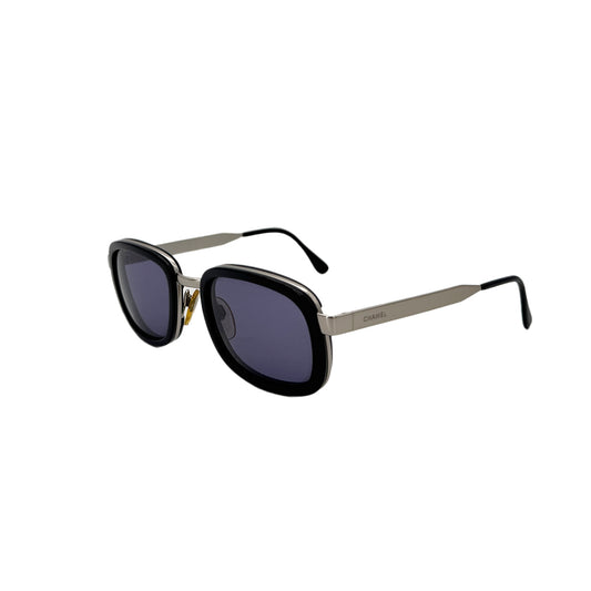 CHANEL VINTAGE SUNGLASSES LOGO BLACK SILVER EYEWEAR 90287906