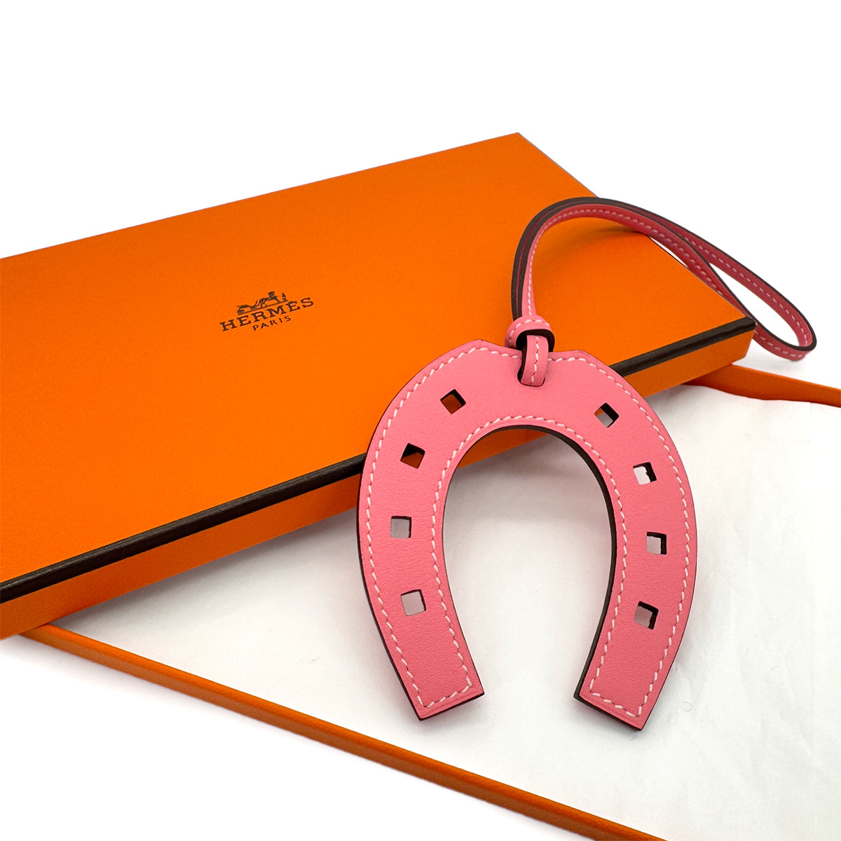 HERMES PADDOCK FER A CHEVAL BAG CHARM ROSE DETE SWIFT 90287915