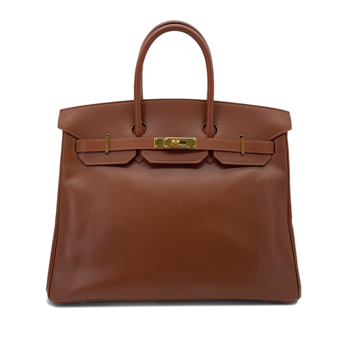 HERMES BIRKIN 35 NOISETTE BOX CALF HAND BAG □G GHW 90287994