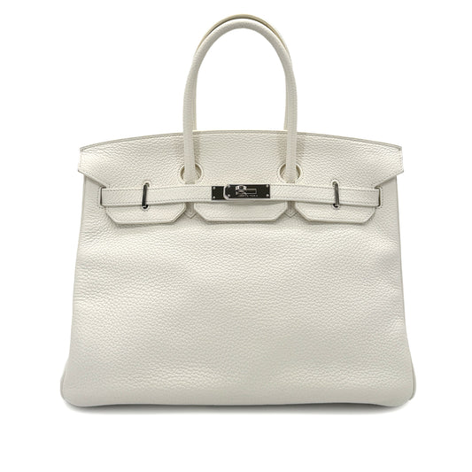 HERMES BIRKIN 35 WHITE TAURILLON CLEMENCE HAND BAG □N SHW 90287995