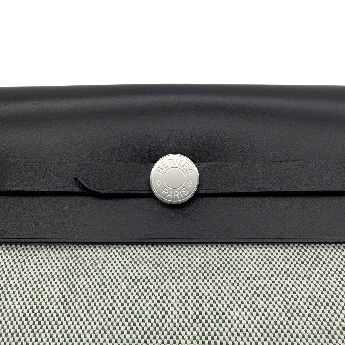 HERMES HER BAG ZIP 20 MINI VERT MOYEN BLACK VACHE HUNTER TOILE MILITAIRE SHOULDER BAG K 90287998