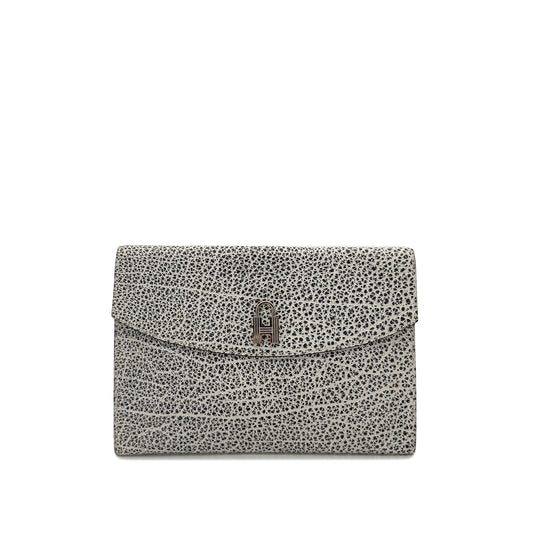 HERMES POCHETTE RIO CADENA BLACK WHITE DALMATIAN CLUTCH BAG □D SHW 90288000