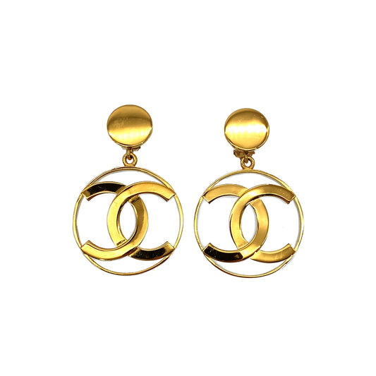 CHANEL VINTAGE EARRINGS COCOMARK SWING GOLD ACCESSORY 90288010