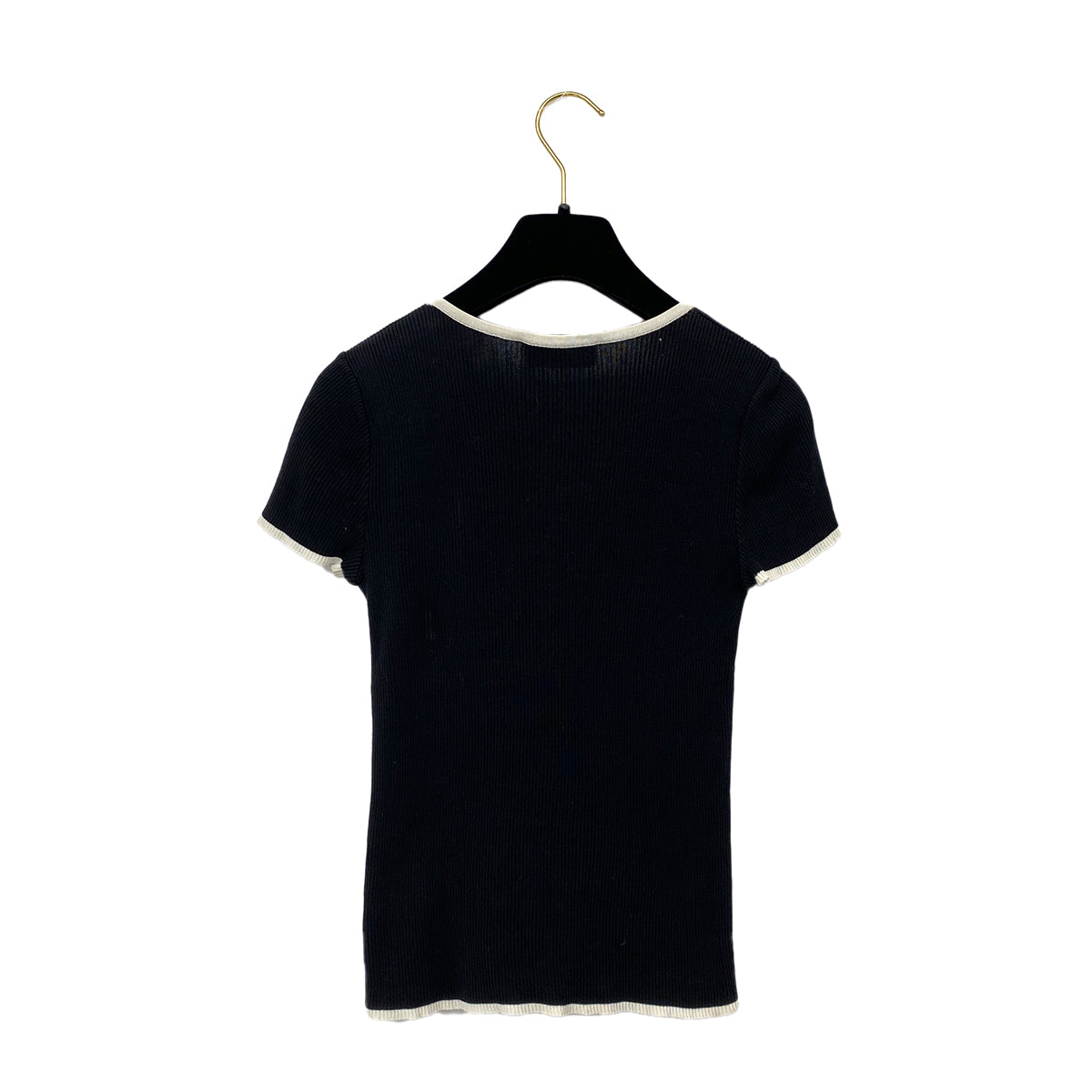 CHANEL COCO BUTTON TOPS BLACK WHITE COTTON 38 RTW 90288014