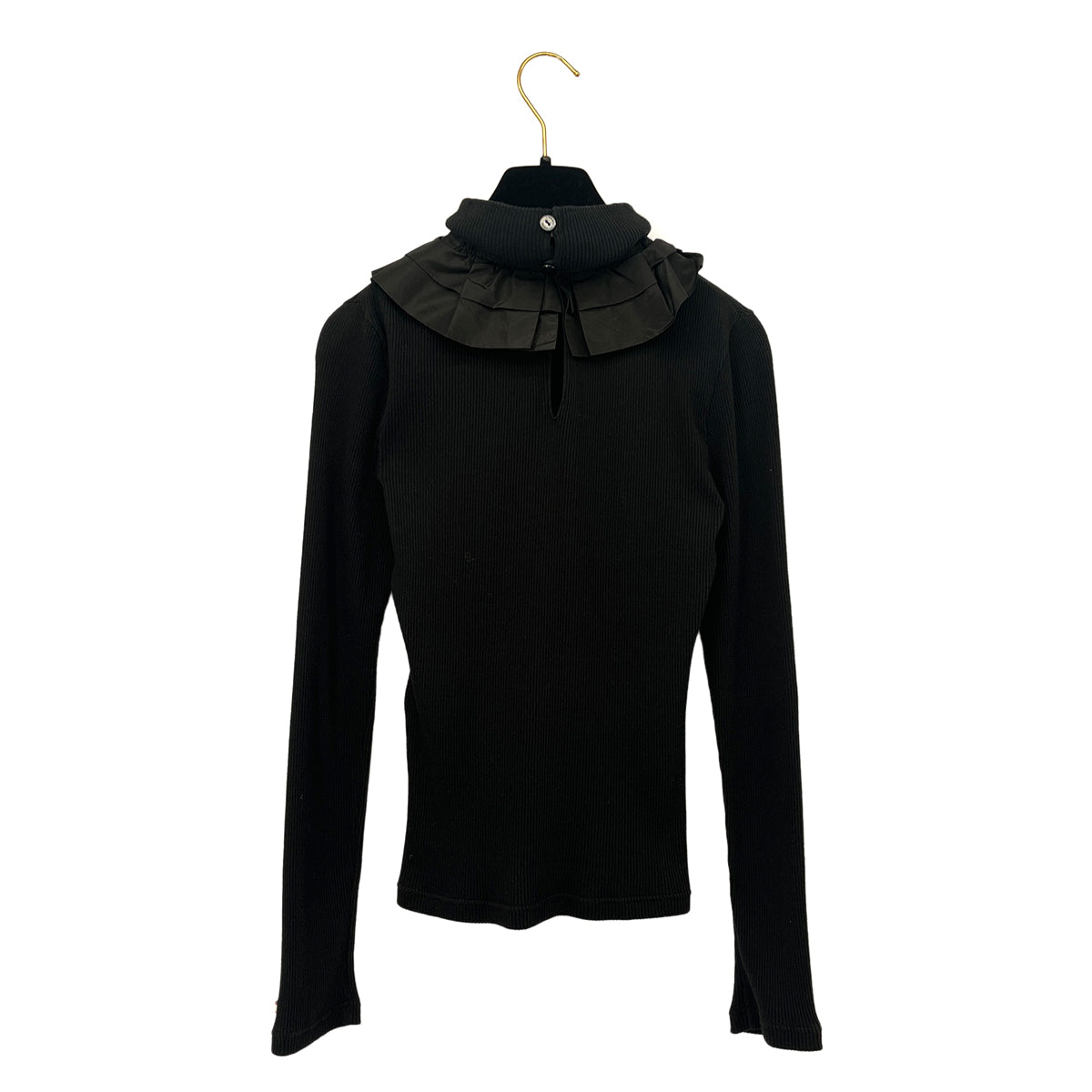 CHANEL FRILLS TOPS BLACK COTTON 34 P57 RTW 90288015