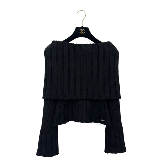 CHANEL VINTAGE KNIT TOPS BLACK WOOL 38 99A RTW 90288016