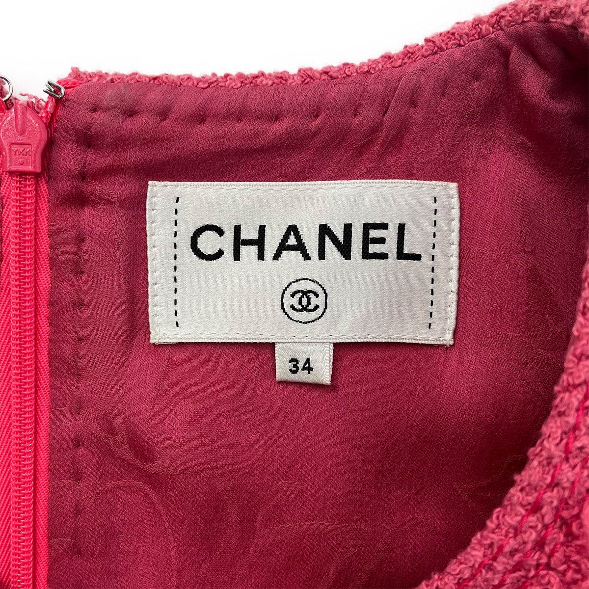 CHANEL COCOMARK SHORT SLEEVE DRESS PINK COTTON 34 P56 RTW 90288024