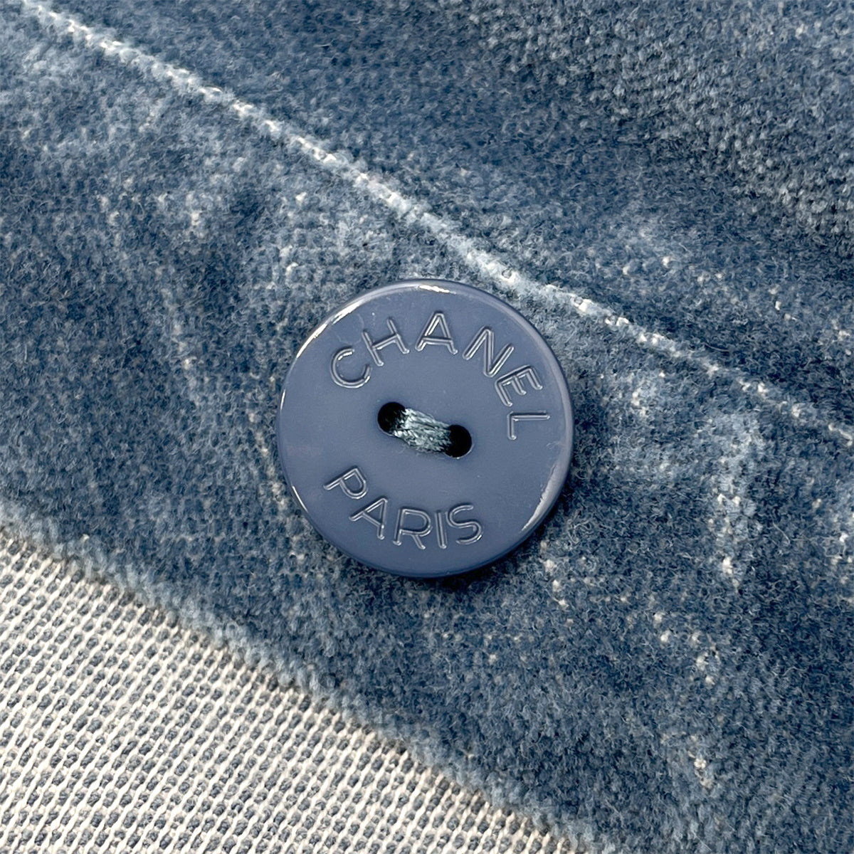 CHANEL NO COLLAR JACKET BLUE COTTON 36 02A RTW 90288042