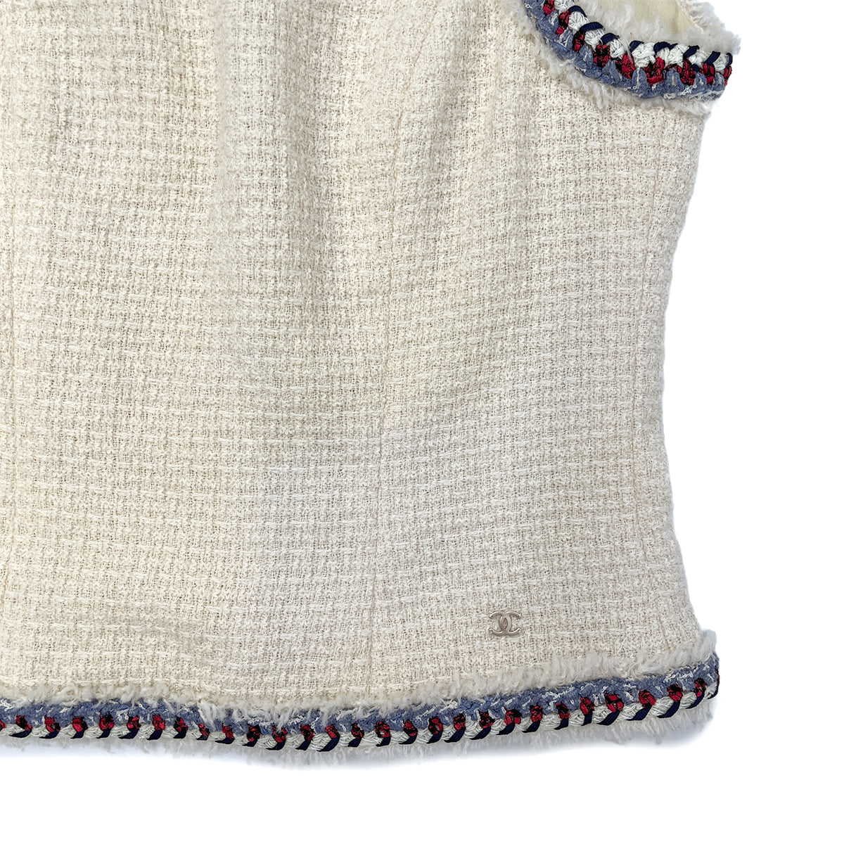 CHANEL COCOMARK SLEEVELESS TWEED TOPS WHITE WOOL 38 P44 RTW 90288043