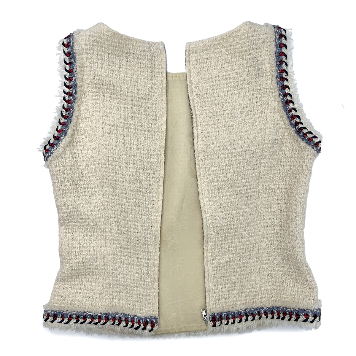CHANEL COCOMARK SLEEVELESS TWEED TOPS WHITE WOOL 38 P44 RTW 90288043