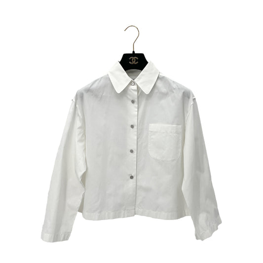 CHANEL VINTAGE COCO BUTTON SHIRT WHITE COTTON 38 99P RTW 90288048