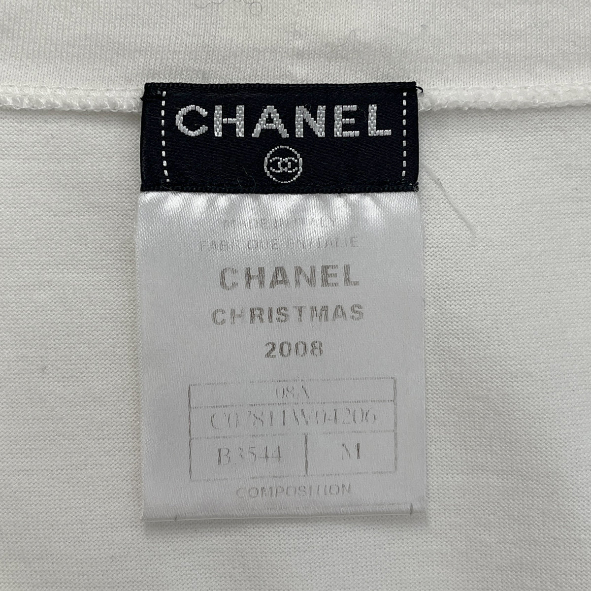 CHANEL CHRISTMAS 2008 LIMITED EDITION COCOMARK LOGO T-SHIRT WHITE COTTON M 08A RTW 90288056