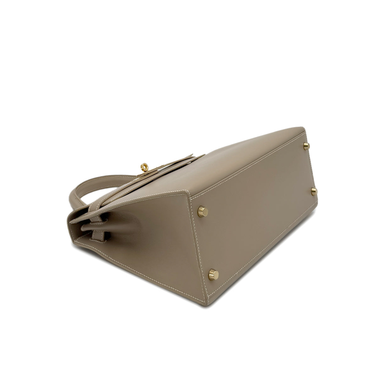 HERMES KELLY 28 SELLIER GRIS TOURTERELLE BOXCALF HAND SHOULDER BAG □B GHW 90288062