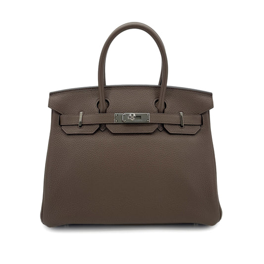 HERMES BIRKIN VERSO 30 CANOPEE TAUPE TAURILLON CLEMENCE HAND BAG D SHW 90288068