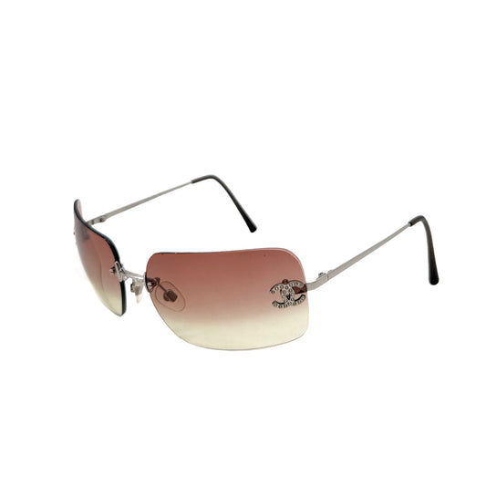 CHANEL VINTAGE SUNGLASSES COCOMARK RHINESTONE ORANGE EYEWEAR 90288475