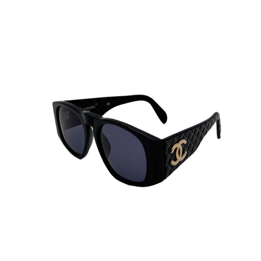CHANEL VINTAGE SUNGLASSES COCOMARK MATELASSE BLACK EYEWEAR 90288477