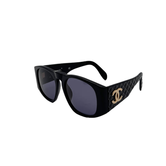 CHANEL VINTAGE SUNGLASSES COCOMARK MATELASSE BLACK EYEWEAR 90288482