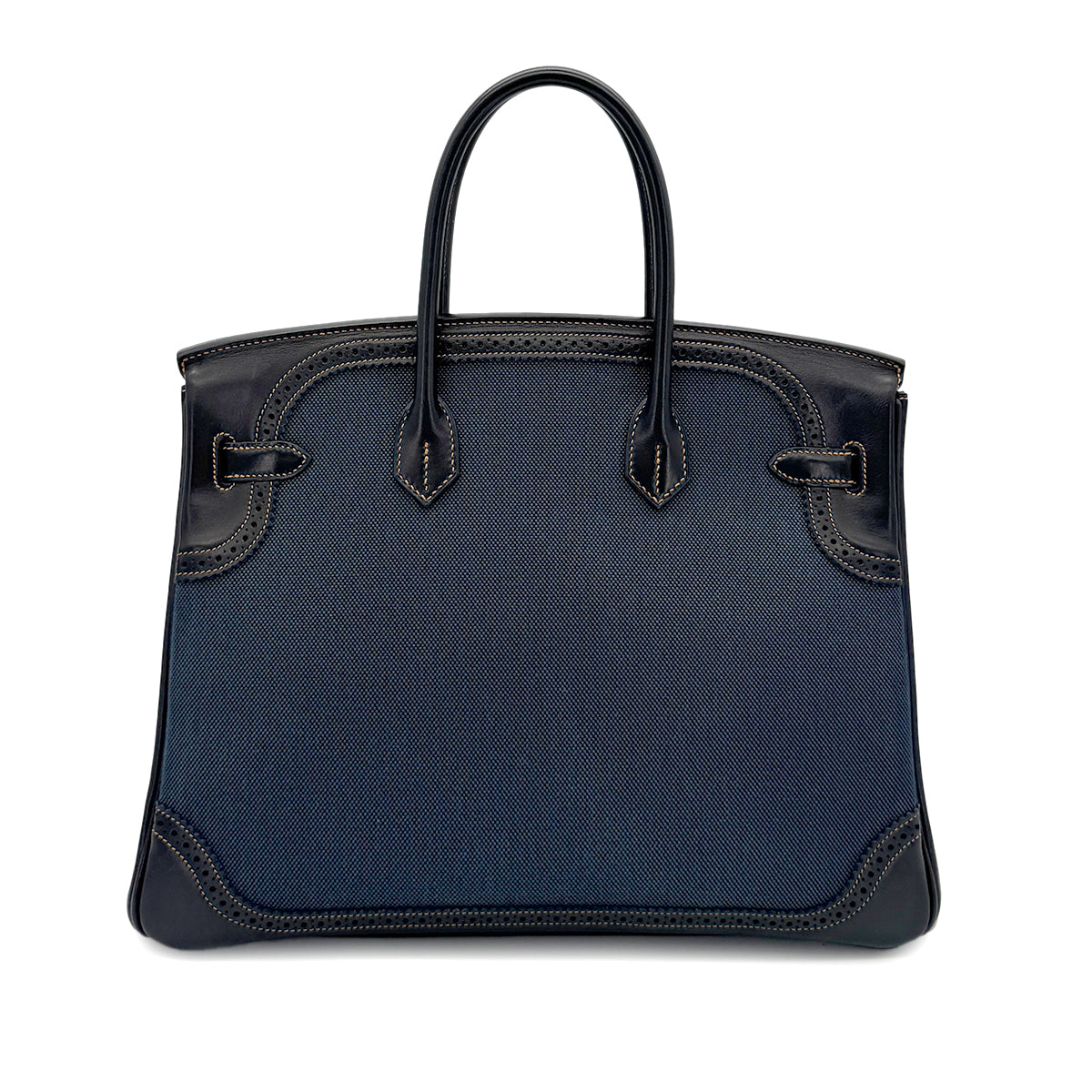 HERMES BIRKIN 35 GHILLIES BLACK DENIM FONC EVERCALF TOILE H HAND BAG □P SHW 90288489