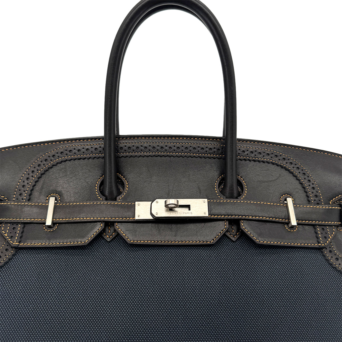 HERMES BIRKIN 35 GHILLIES BLACK DENIM FONC EVERCALF TOILE H HAND BAG □P SHW 90288489