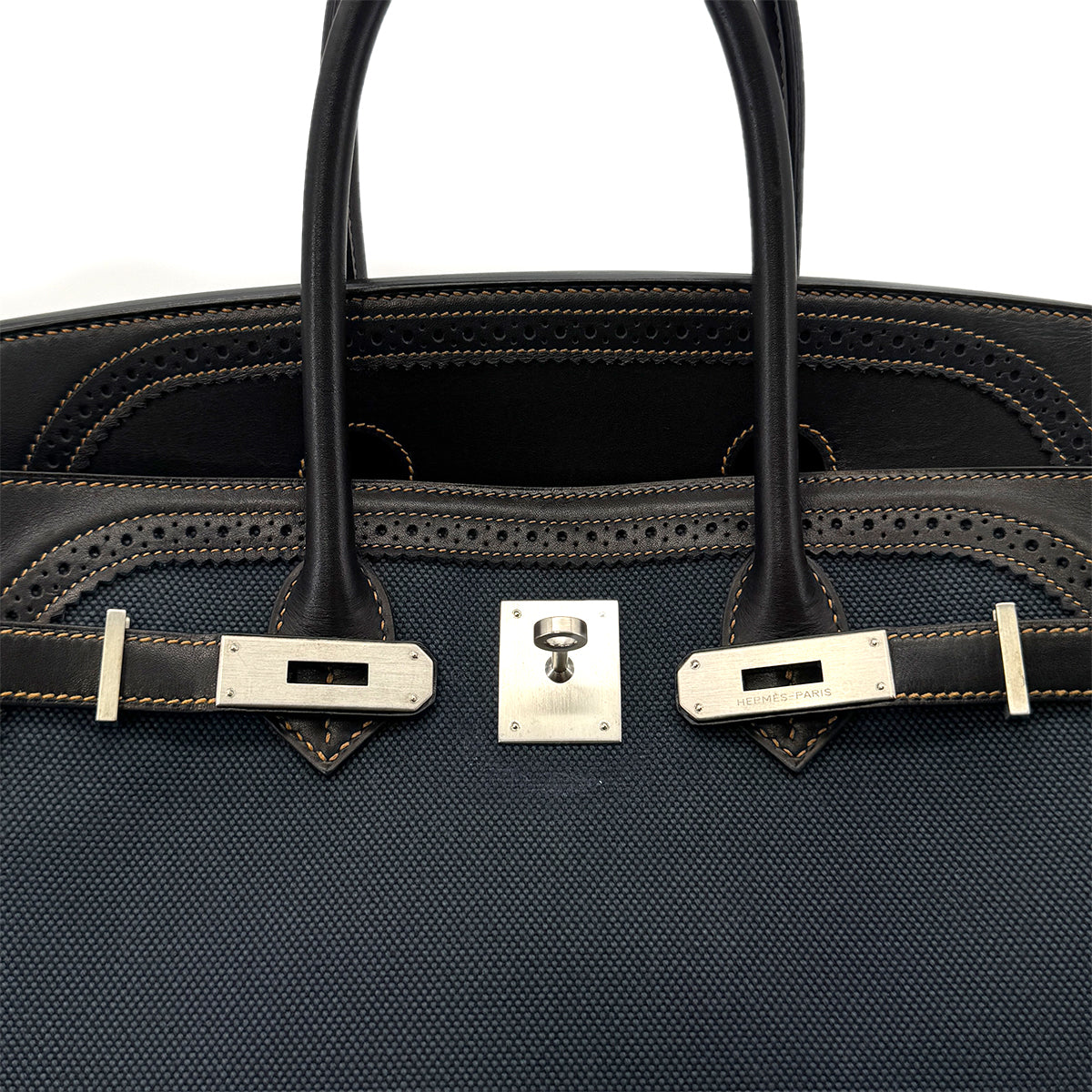 HERMES BIRKIN 35 GHILLIES BLACK DENIM FONC EVERCALF TOILE H HAND BAG □P SHW 90288489