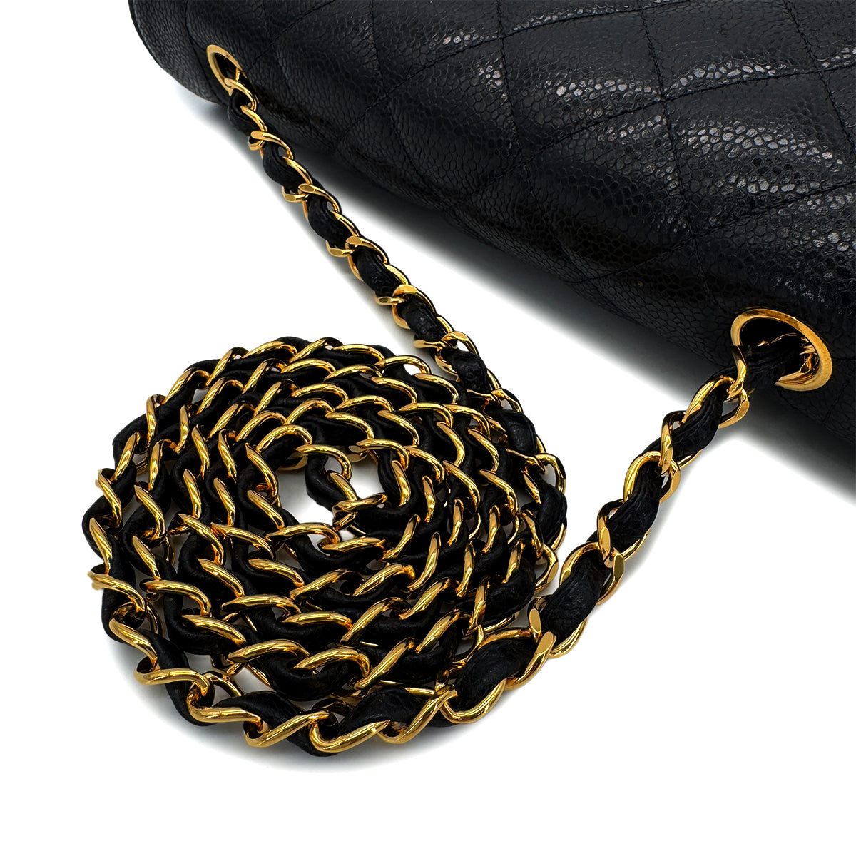 CHANEL VINTAGE DIANA MEDIUM CHAIN SHOULDER BAG BLACK CAVIAR SKIN 90288493