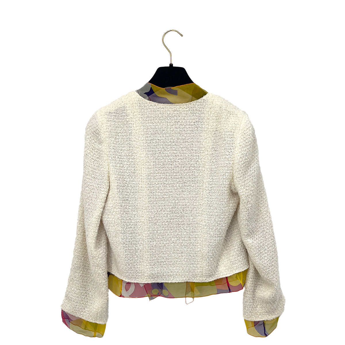 CHANEL TWEED JACKET FRILLS WHITE NYLON 36 00T RTW 90288502