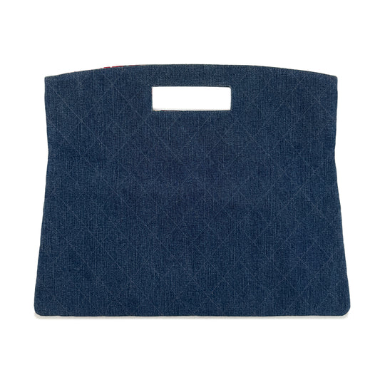 CHANEL VINTAGE MATELASSE HAND BAG BLUE DENIM 90288706