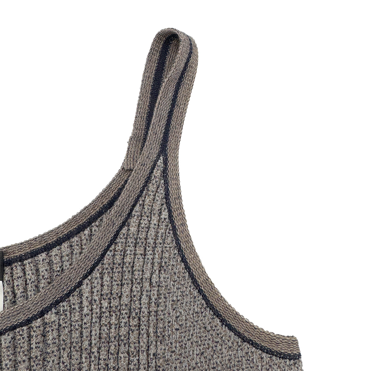 CHANEL COCOMARK SLEEVELESS RIB KNIT TOPS LIGHT BRWON COTTON 36 P40 RTW 90288716