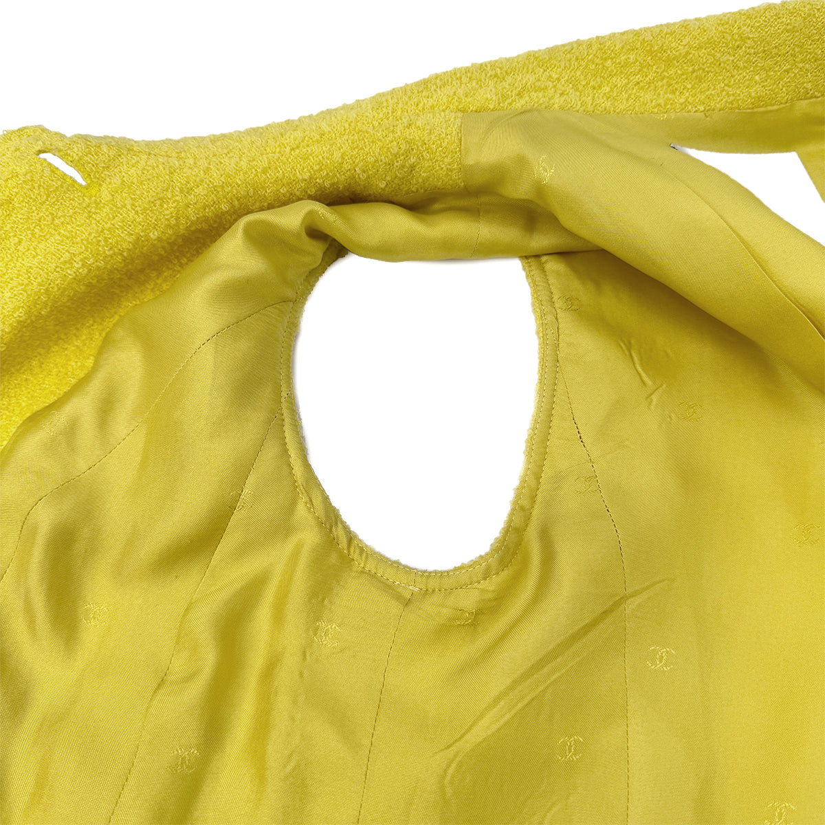CHANEL VINTAGE BOUCLE SLEEVELESS VEST BRIGHT YELLOW WOOL 40 96C RTW 90288721