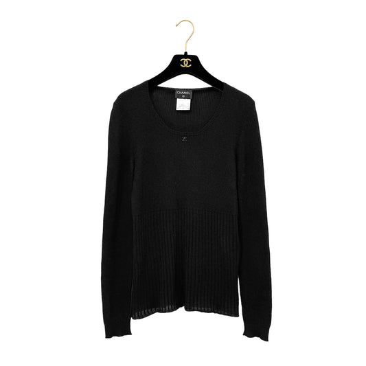 CHANEL VINTAGE COCOMARK KNIT TOPS BLACK CASHMERE 42 00A RTW 90288724