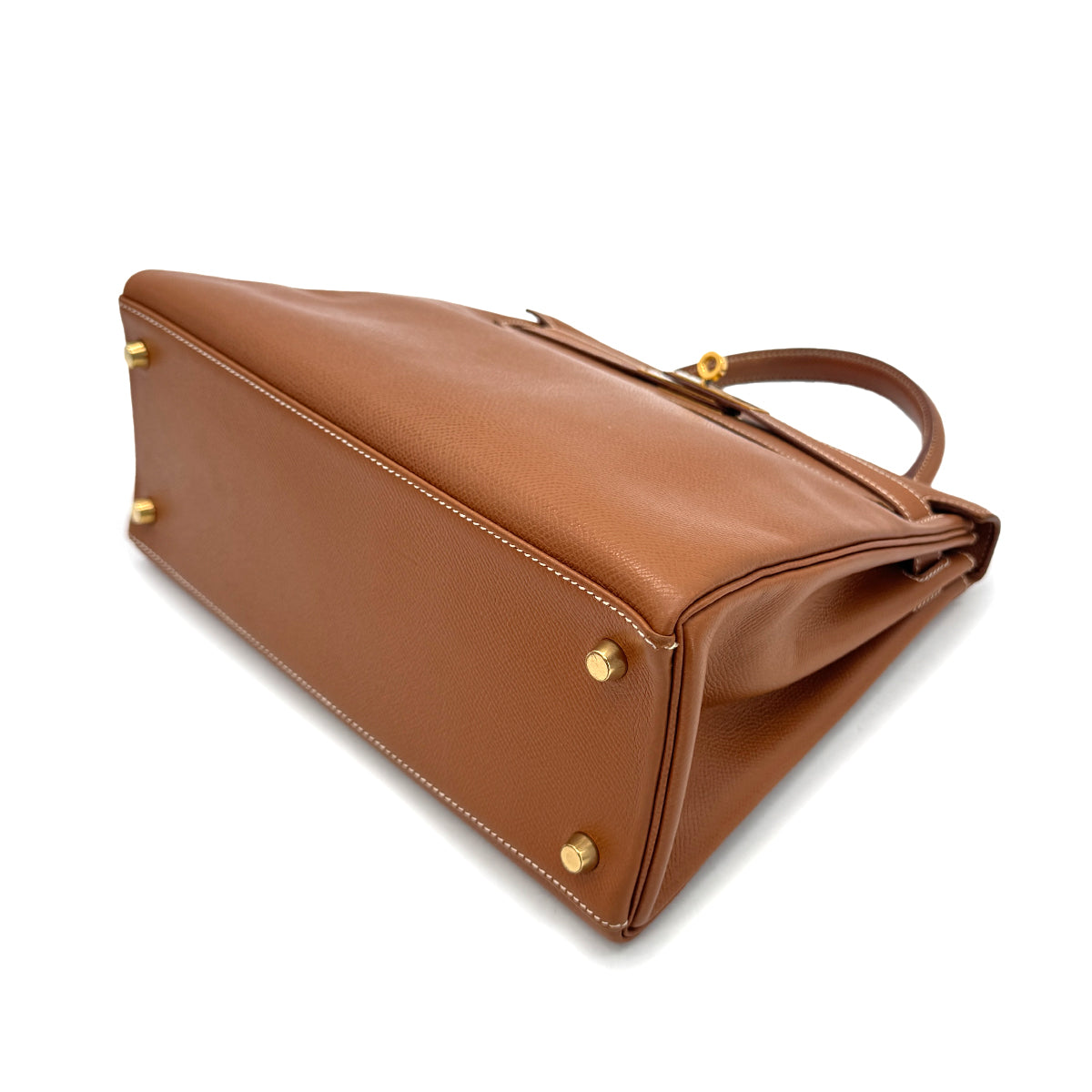 HERMES KELLY 28 SELLIER GOLD COUCHEVEL HAND SHOULDER BAG  〇Y GHW 90288972