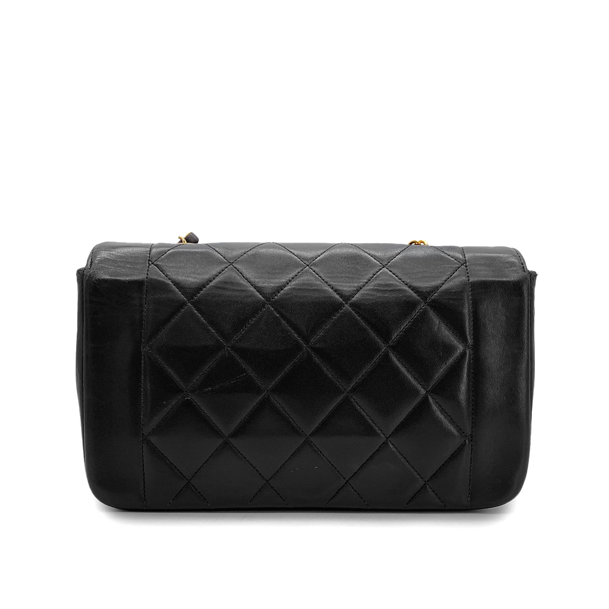 CHANEL VINTAGE DIANA SMALL CHAIN SHOULDER BAG BLACK LAMB SKIN 90288975