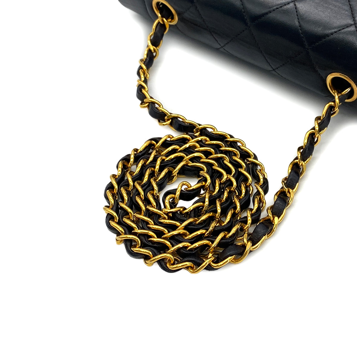 CHANEL VINTAGE DIANA SMALL CHAIN SHOULDER BAG BLACK LAMB SKIN 90288975