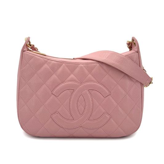 CHANEL VINTAGE COCOMARK MATELASSE CHAIN SHOULDER BAG PINK CAVIR SKIN 90288986