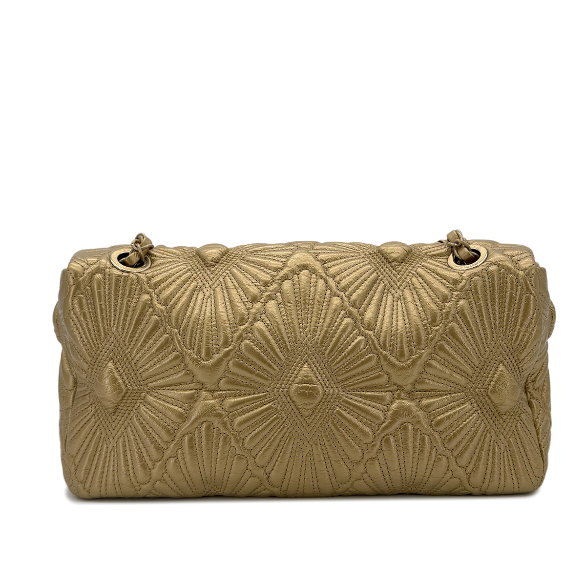 CHANEL COCOMARK DIAMOND ETCHED CHAIN SHOULDER BAG GOLD CALF SKIN 90288997
