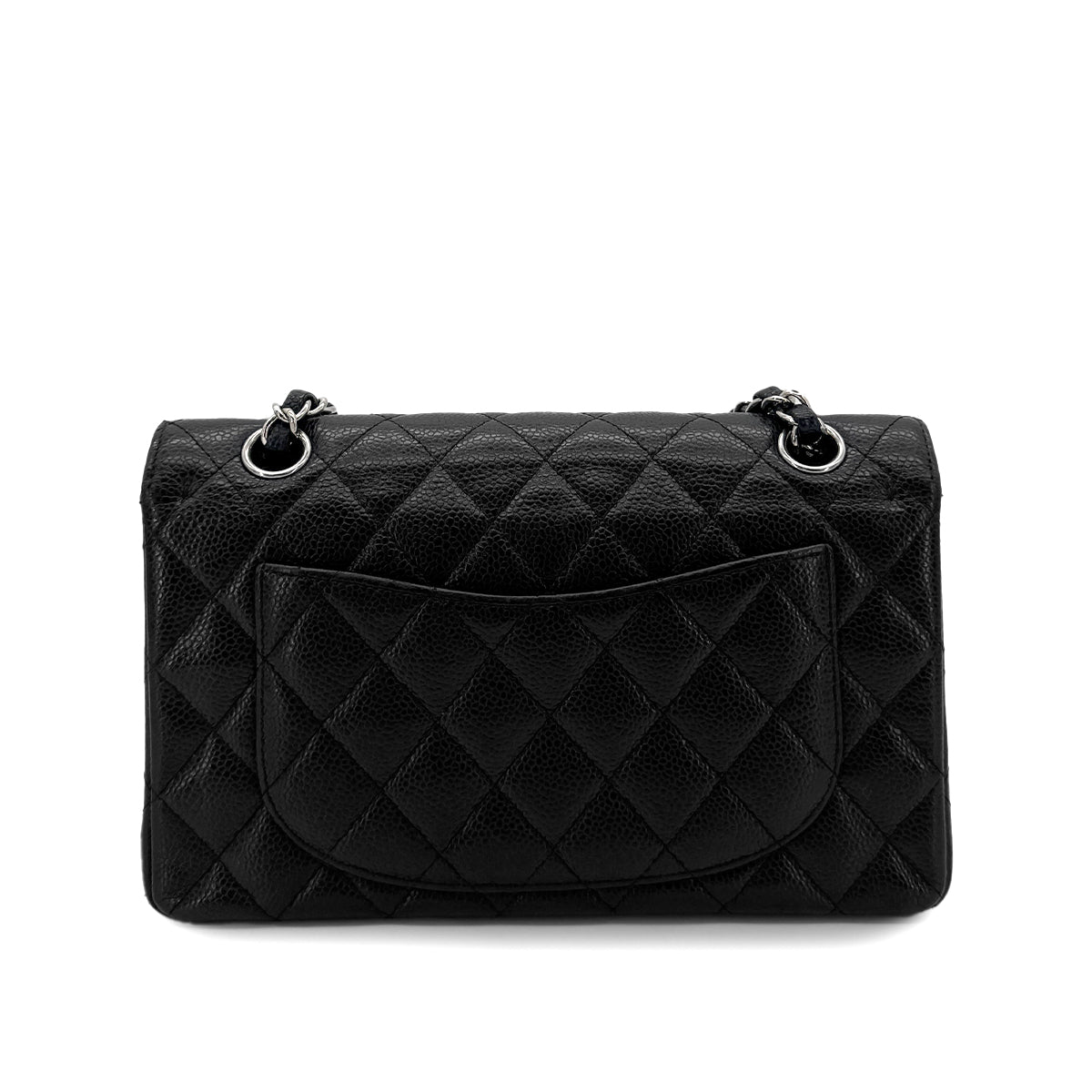 CHANEL CLASSIC FLAP SMALL CHAIN SHOULDER BAG BLACK CAVIAR SKIN 90289000
