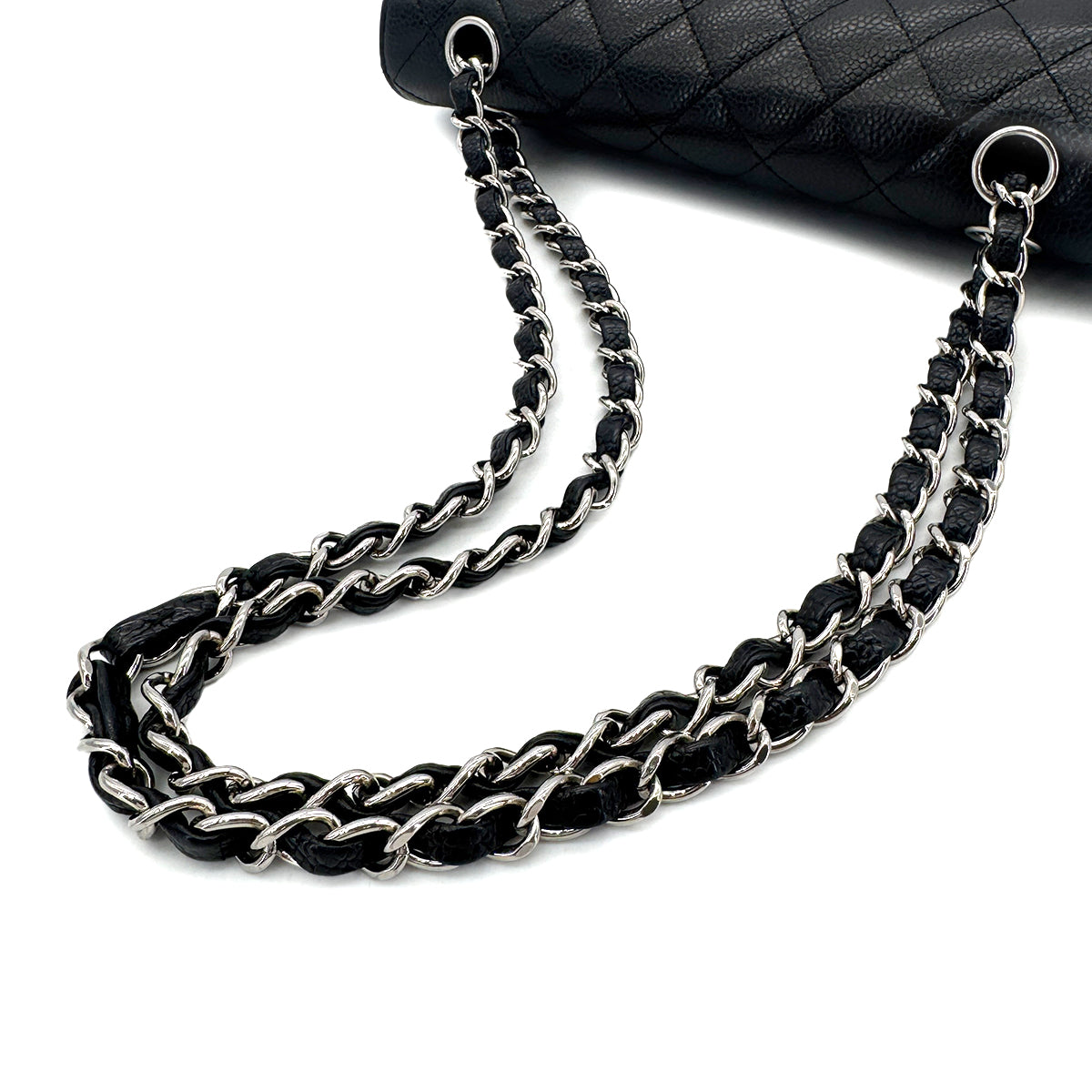 CHANEL CLASSIC FLAP SMALL CHAIN SHOULDER BAG BLACK CAVIAR SKIN 90289000