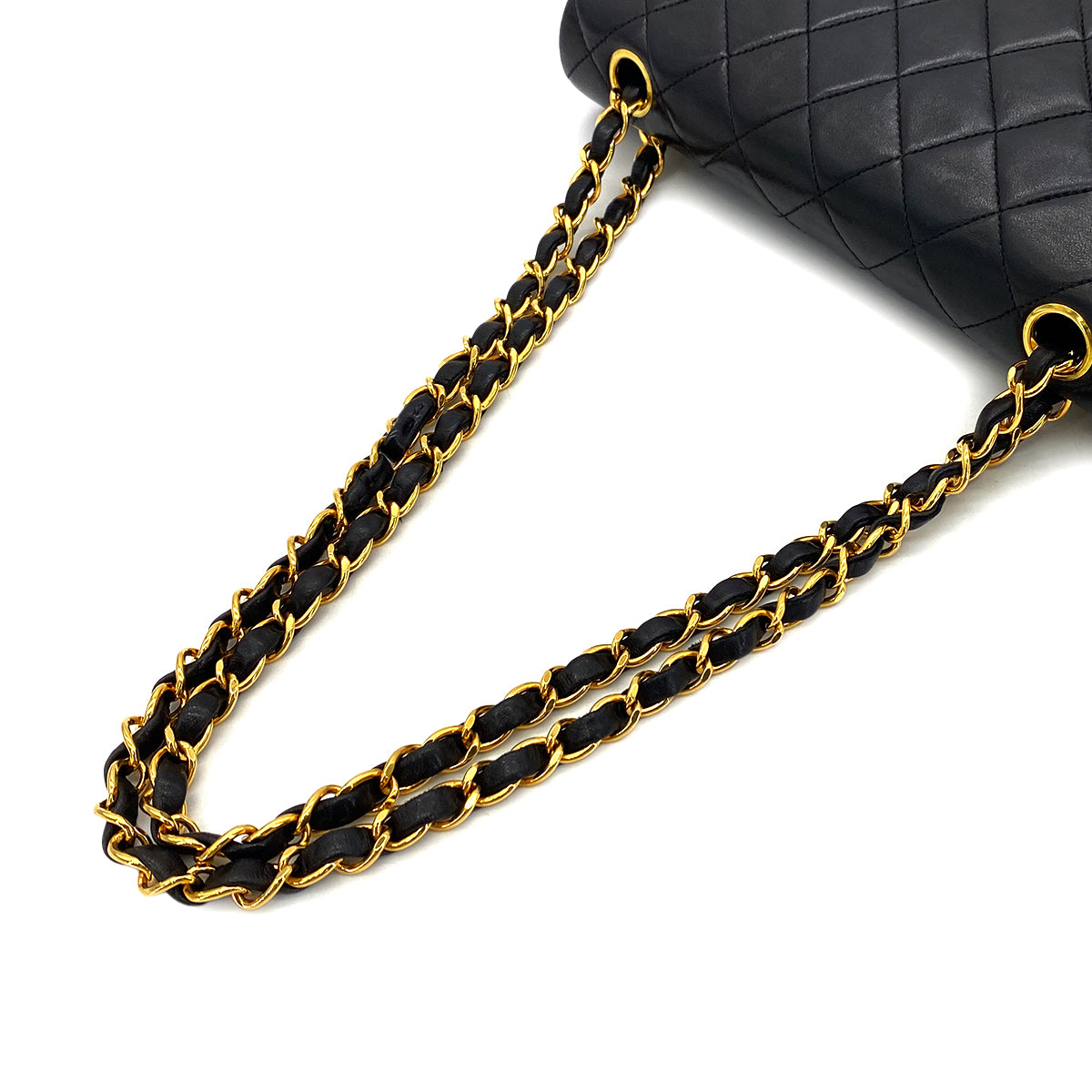 CHANEL VINTAGE CLASSIC FLAP SMALL CHAIN SHOULDER BAG BLACK LAMB SKIN 90289012