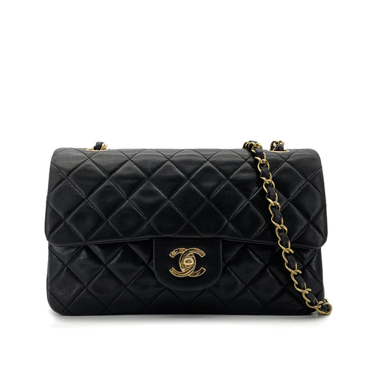 CHANEL VINTAGE CLASSIC FLAP SMAILL CHAIN SHOULDER BAG BLACK LAMB SKIN 90289013