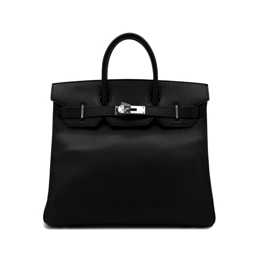 HERMES HAUT A COURROIES 28 BLACK VEAU EPSOM HAND BAG ▢J SHW 90289022